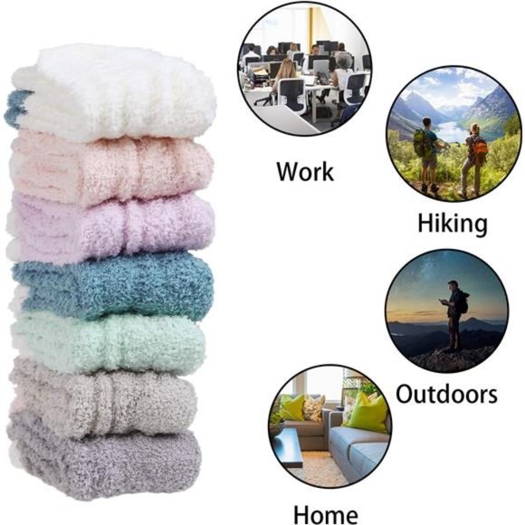 6-7 Pairs Womens Winter Fuzzy Socks Cozy Fluffy Socks Warm Fuzzy Christmas Socks - Picture 4 of 7